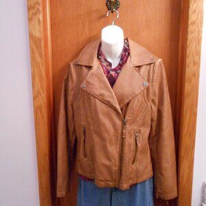 Women's "Max Studio" toffee brown, pleather jacket, size lg